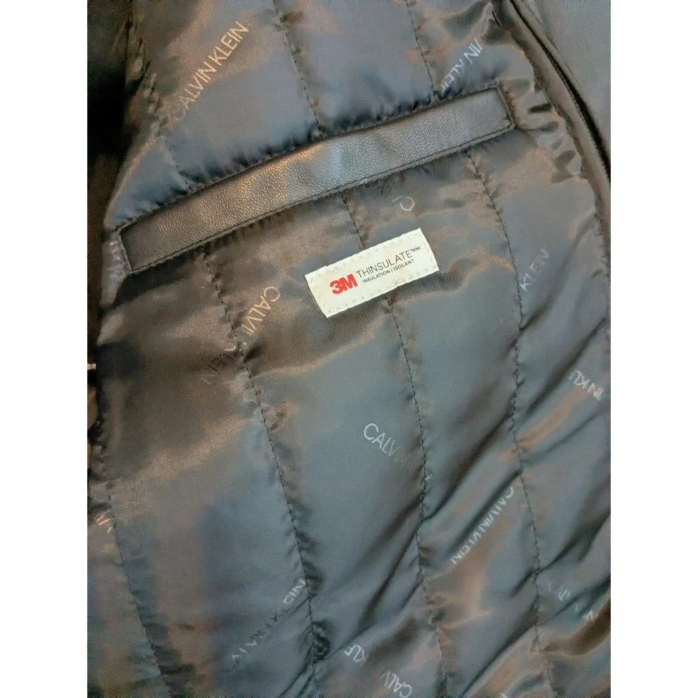 NWT‎ $NWT $449 Calvin Klein Mens Black Genuine Leather Jacket Thinsulate Lined L